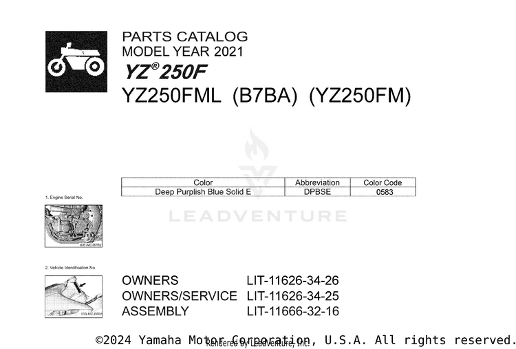 1 Title Page YZ250F - YZ250FLGY - 2020 Schematic