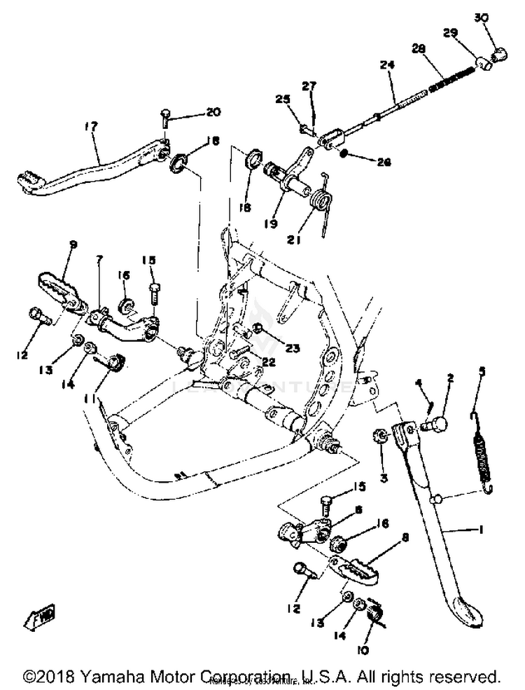 Stand - Footrest - Brake Pedal 250b - C - 400b - C Schematic