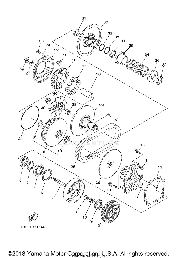 Clutch RHINO 700 HUNTER EDI - YXR7FHB - 2012 Schematic