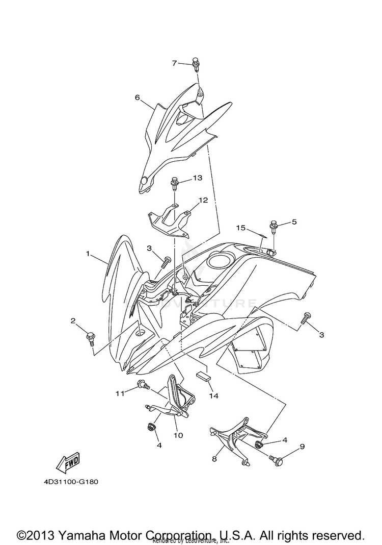 Front Fender RAPTOR 250 - YFM25RYL - 2009 Schematic