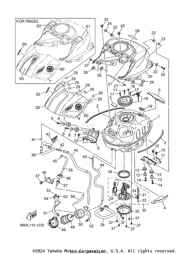 Fuel Tank YZFR3 ABS - YZFR3ATCB - 2026 Schematic