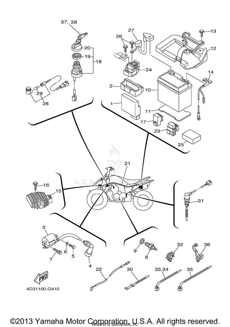 Electrical 1 RAPTOR 250 - YFM25RAL - 2011 Schematic