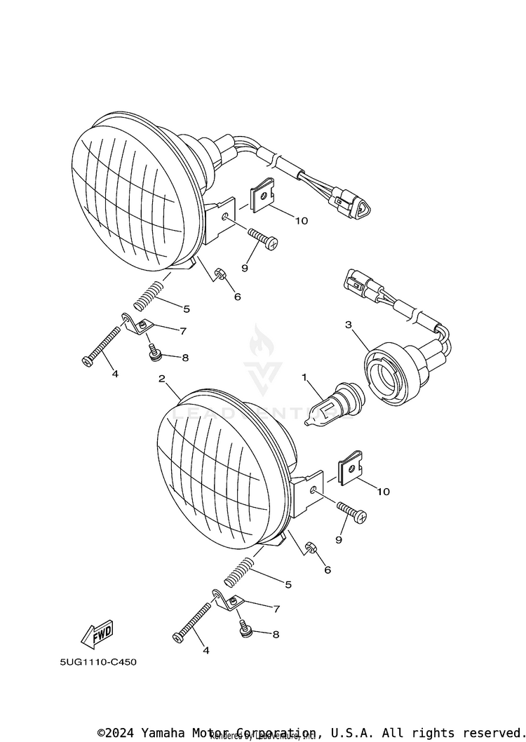 Headlight RHINO 660 - YXR660FAS - 2004 Schematic
