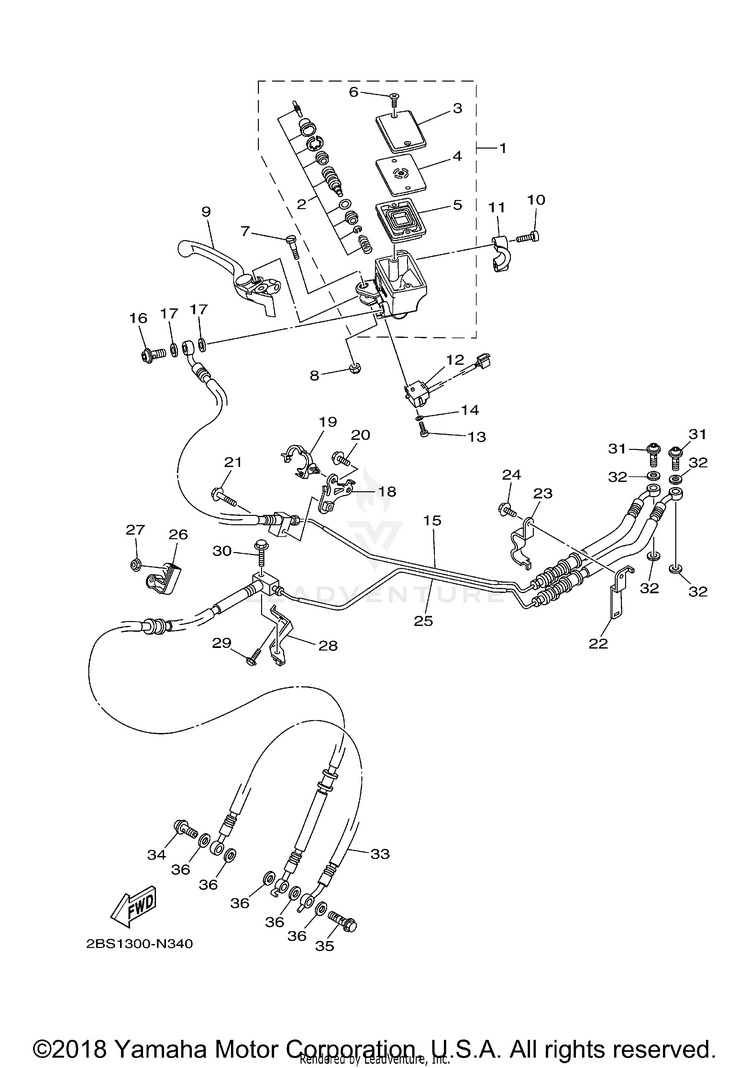 Front Master Cylinder SUPER TENERE - XTZ12HCL - 2017 Schematic