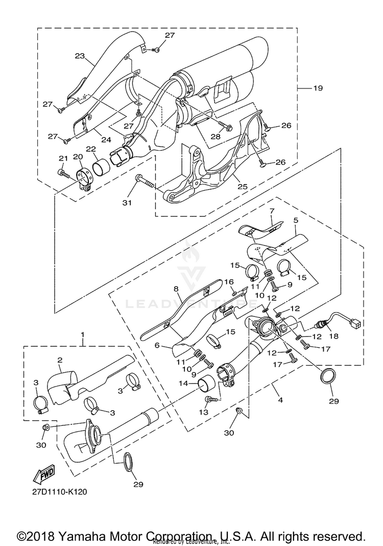 Exhaust STRYKER - XVS13CBCB - 2012 Schematic