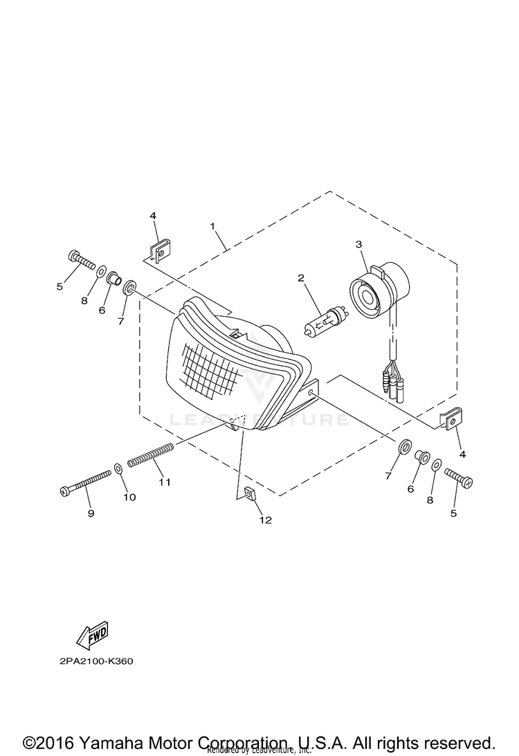 Headlight RAPTOR 125 - YFM125RBL - 2012 Schematic