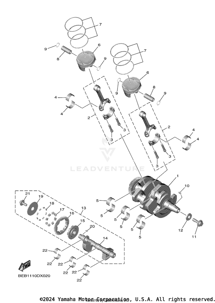 Crankshaft & Piston YZFR7 - YZFR7SCB - 2025 Schematic