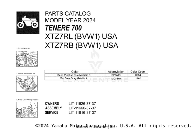 1 Title Page TENERE 700 - XTZ7RB - 2024 Schematic