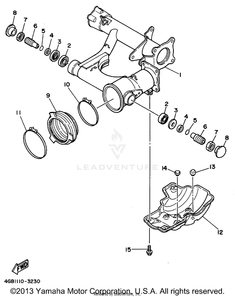 Rear Arm - Suspension KODIAK 4WD - YFM400FWF - 1994 Schematic