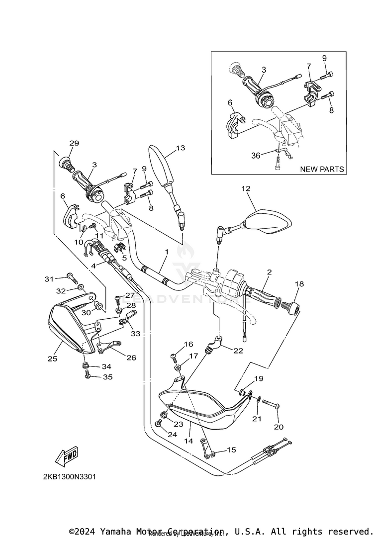 Steering Handle & Cable Schematic