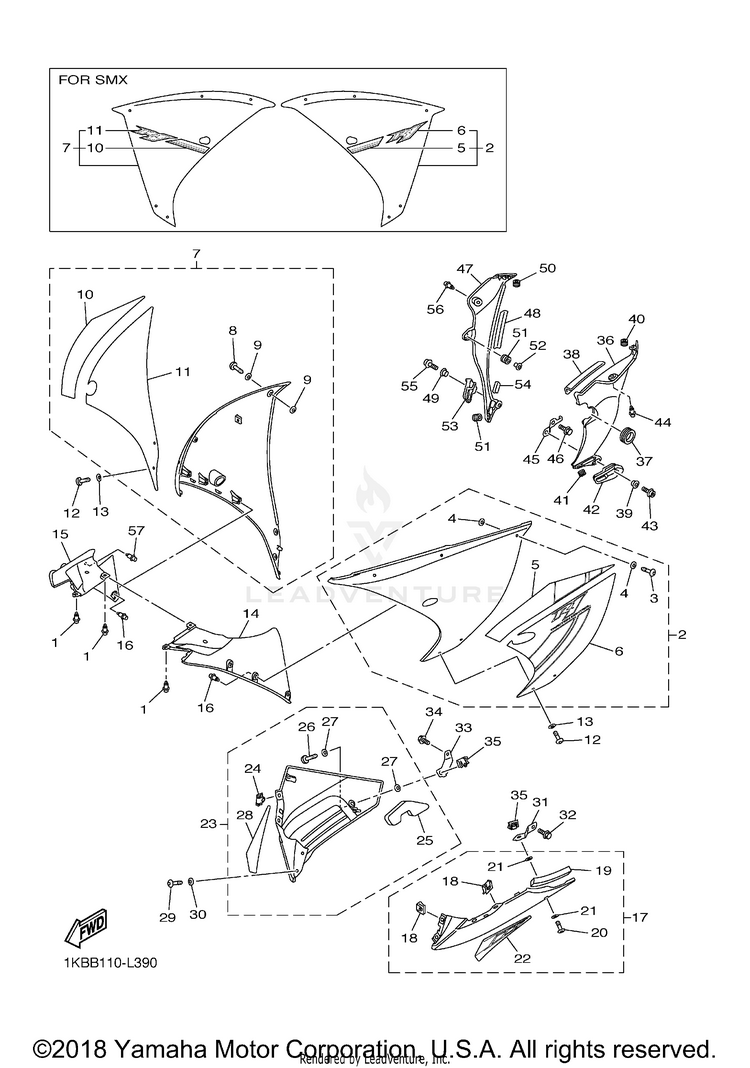 Cowling 2 YZFR1 - YZFR1BCB - 2012 Schematic