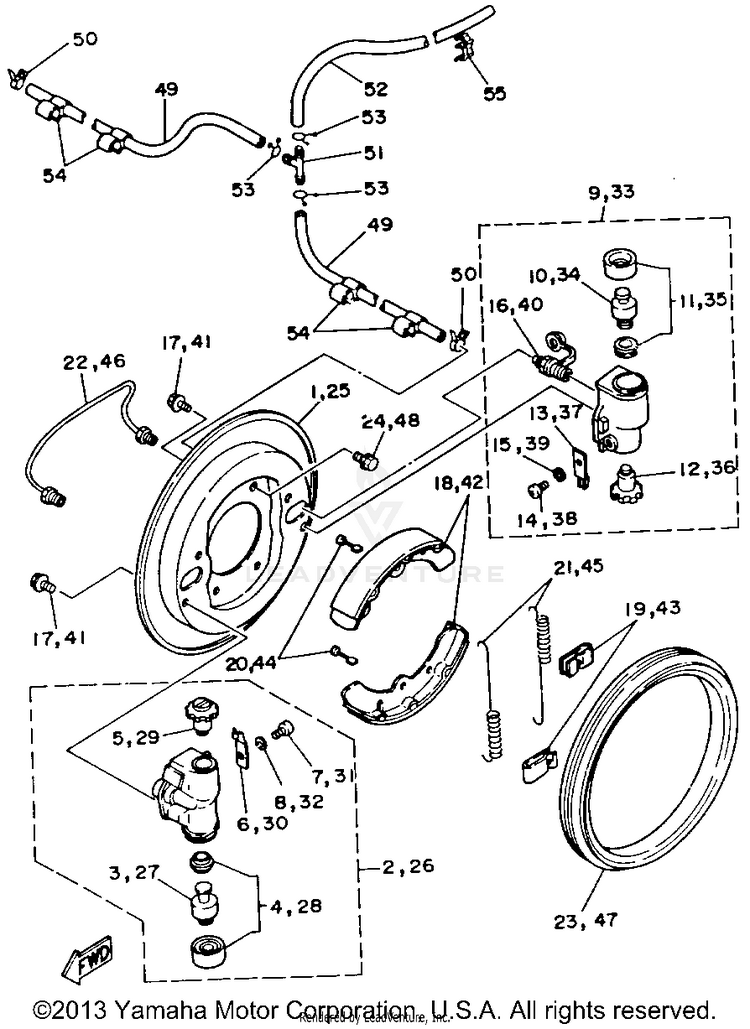 Front Brake BIG BEAR 4WD - YFM350FWD - 1992 Schematic