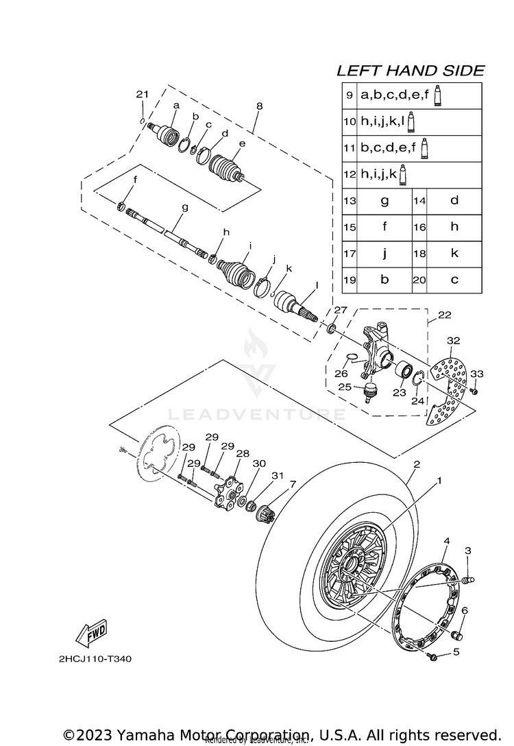 Front Wheel YXZ1000R EPS SS SE - YXZ10YESJL - 2018 Schematic