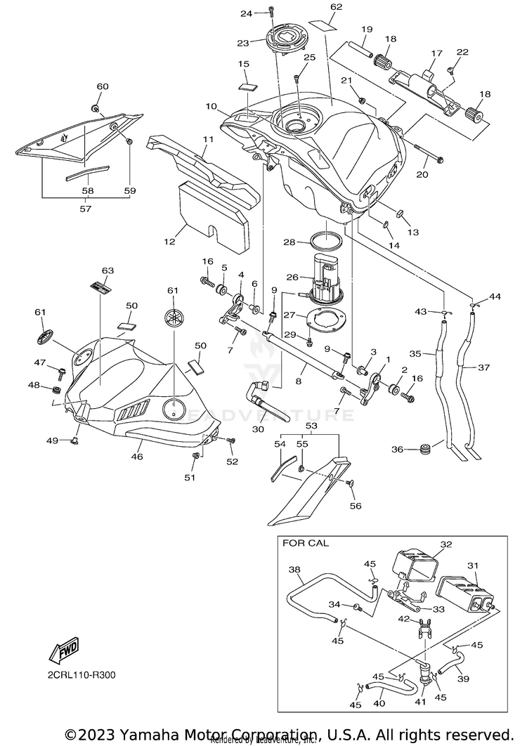 Fuel Tank YZFR1 60TH ANNIVERSA - YZFR1GCY - 2016 Schematic