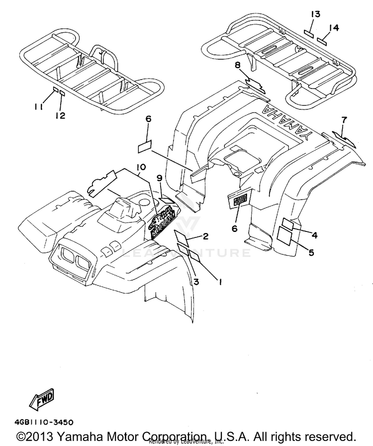 Emblem - Label1 KODIAK 4WD - YFM400FWF - 1994 Schematic