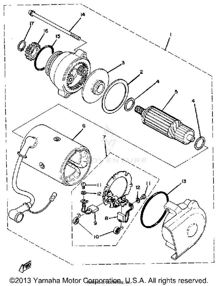 Starting Motor XS1100G - 1980 Schematic