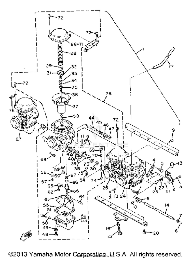 Carburetor XS1100LH - 1981 Schematic