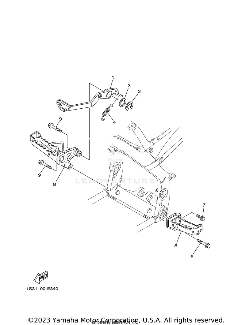 Stand & Footrest RAPTOR 700R SE CAL - YFM70RCCRB - 2024 Schematic
