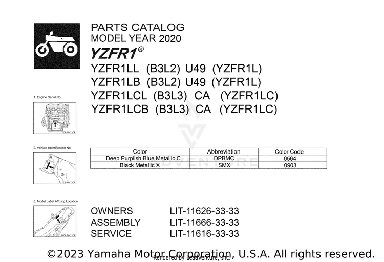 1 Title Page YZFR1 - YZFR1LCB - 2020 Schematic