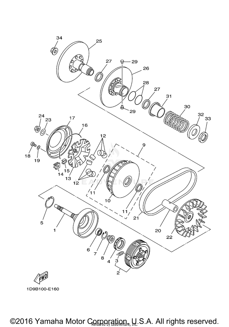 Clutch GRIZZLY 400 4WD - YFM4FGX - 2008 Schematic