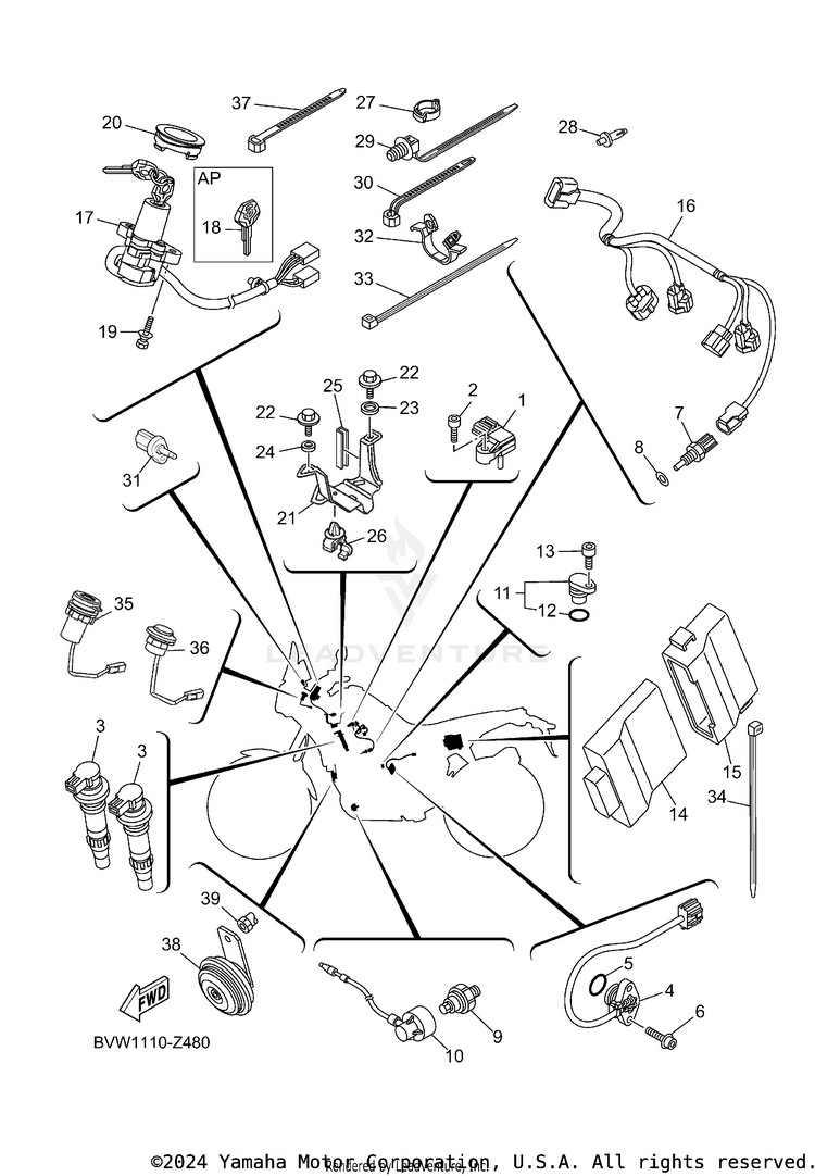 Electrical 2 TENERE 700 - XTZ7RB - 2024 Schematic