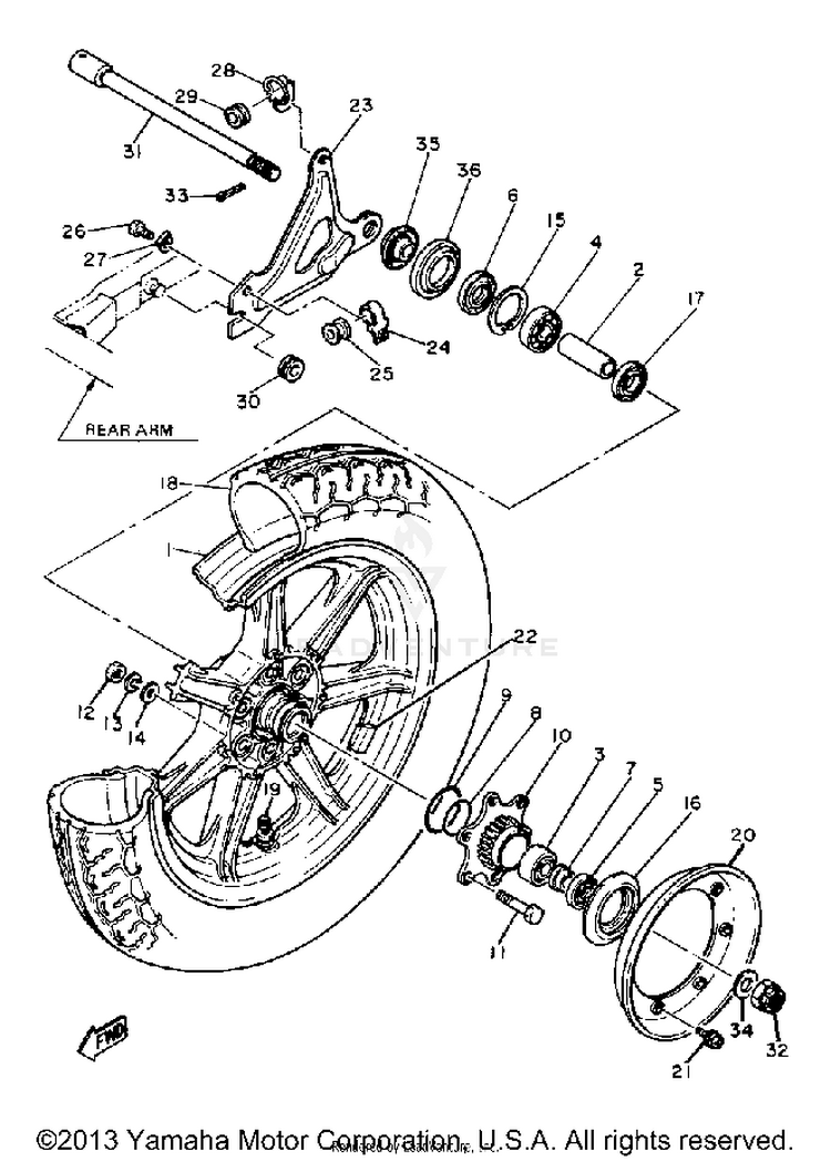 Rear Wheel XS1100LG - 1980 Schematic