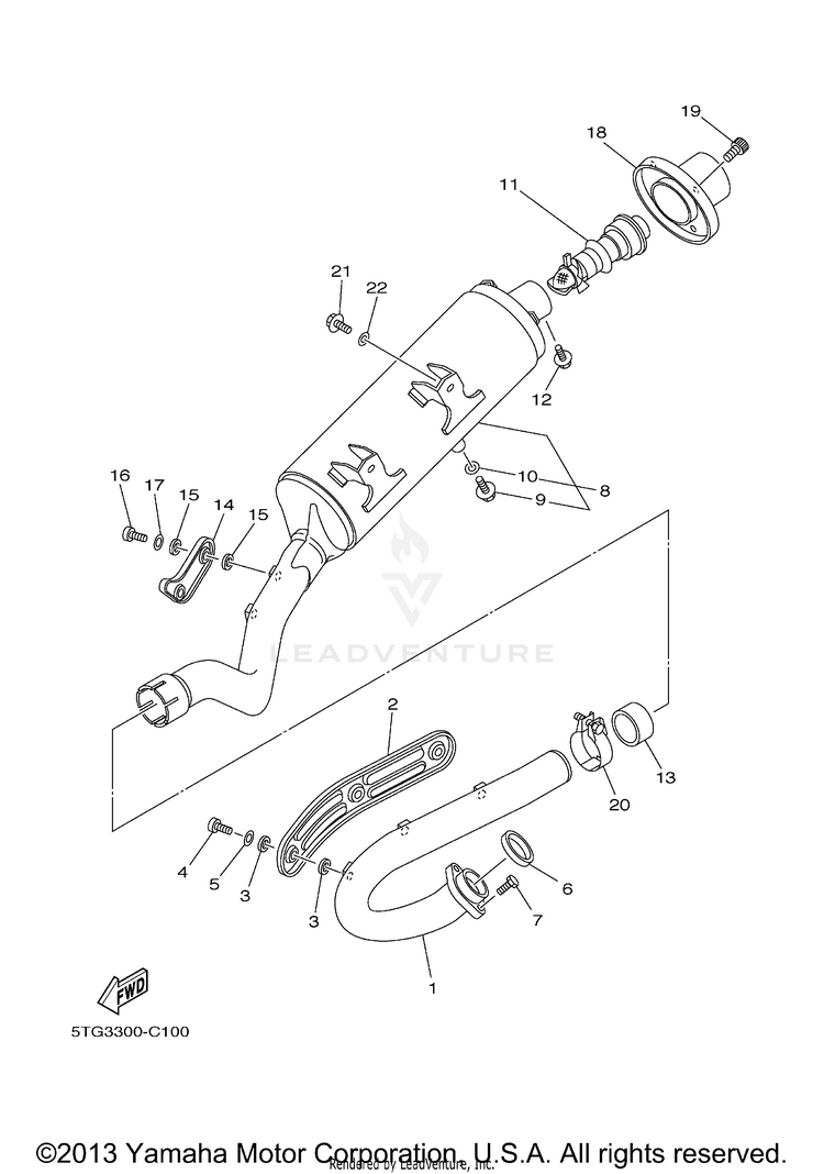 Exhaust YFZ450 - YFZ450T - 2005 Schematic