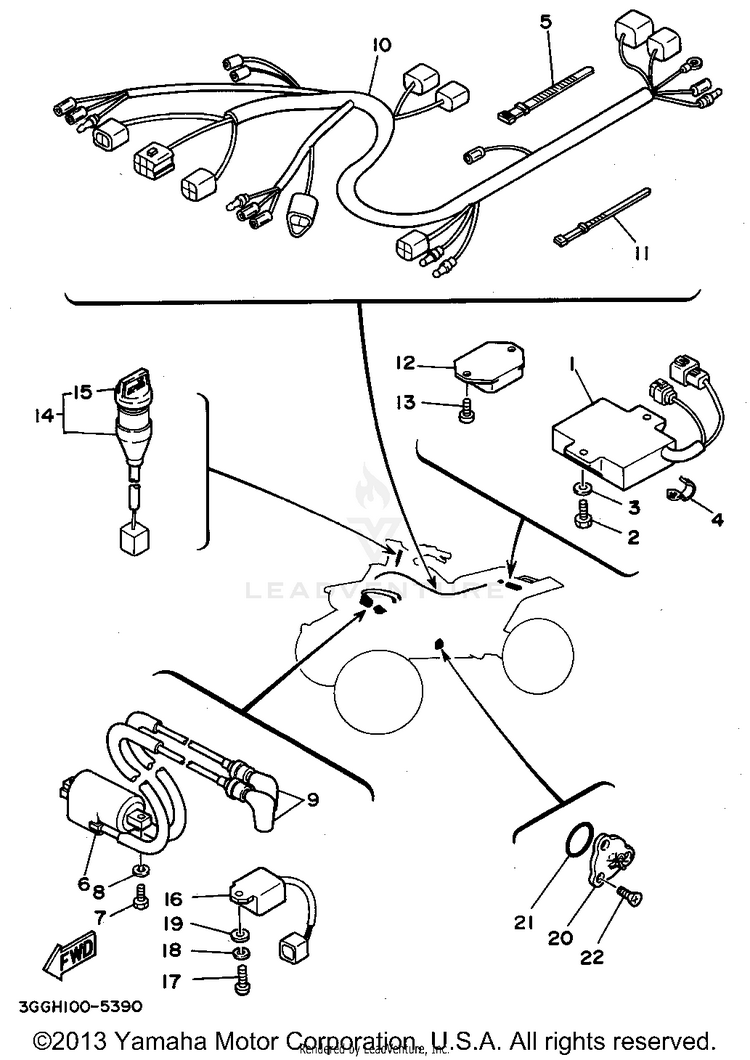 Electrical 1 BANSHEE - YFZ350G - 1995 Schematic