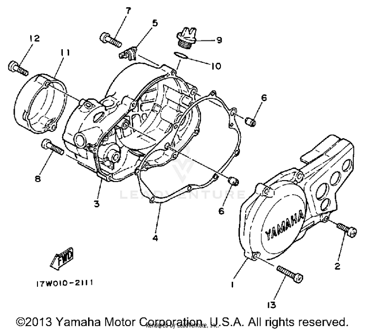 Crankcase Cover DT50L - 1988 Schematic