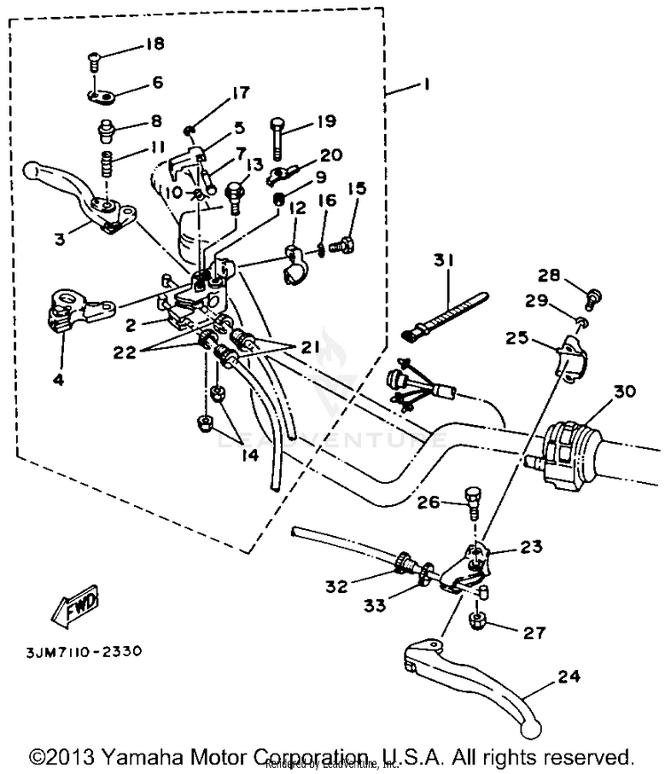 Handle Switch Lever BLASTER - YFS200D - 1992 Schematic