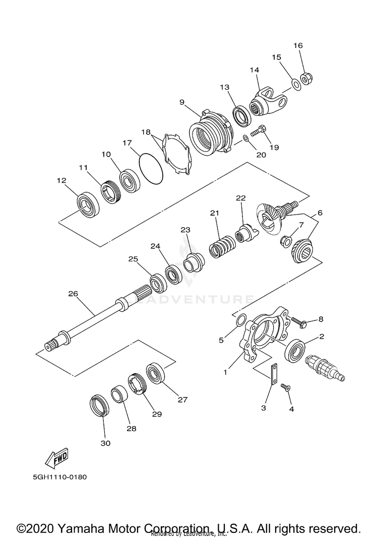 Middle Drive Gear KODIAK 4WD HUNTER - YFM400FAHN - 2001 Schematic