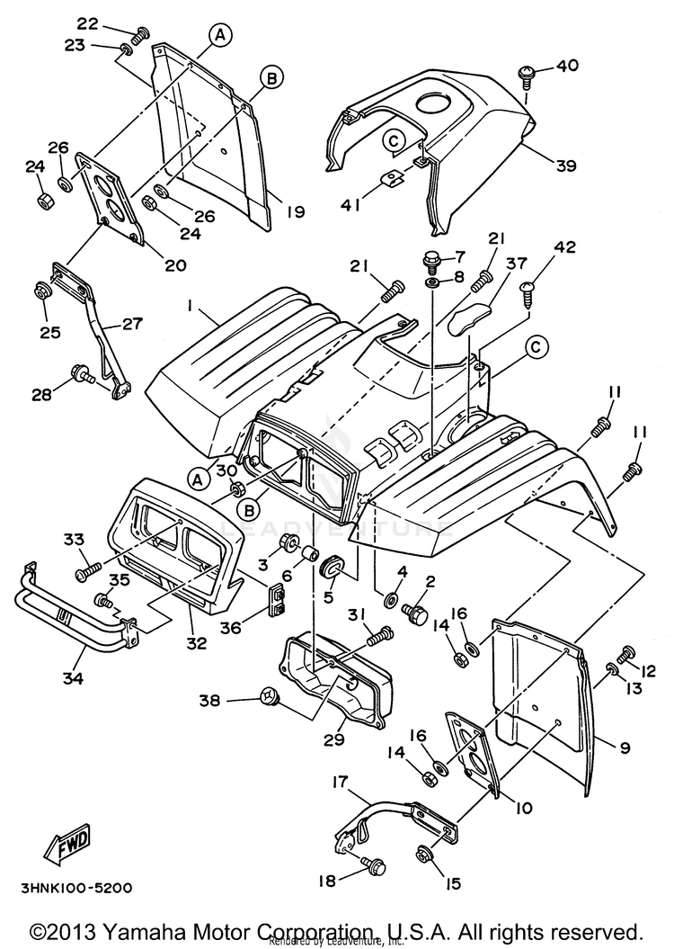 Front Fender BIG BEAR 4WD - YFM350FWH - 1996 Schematic