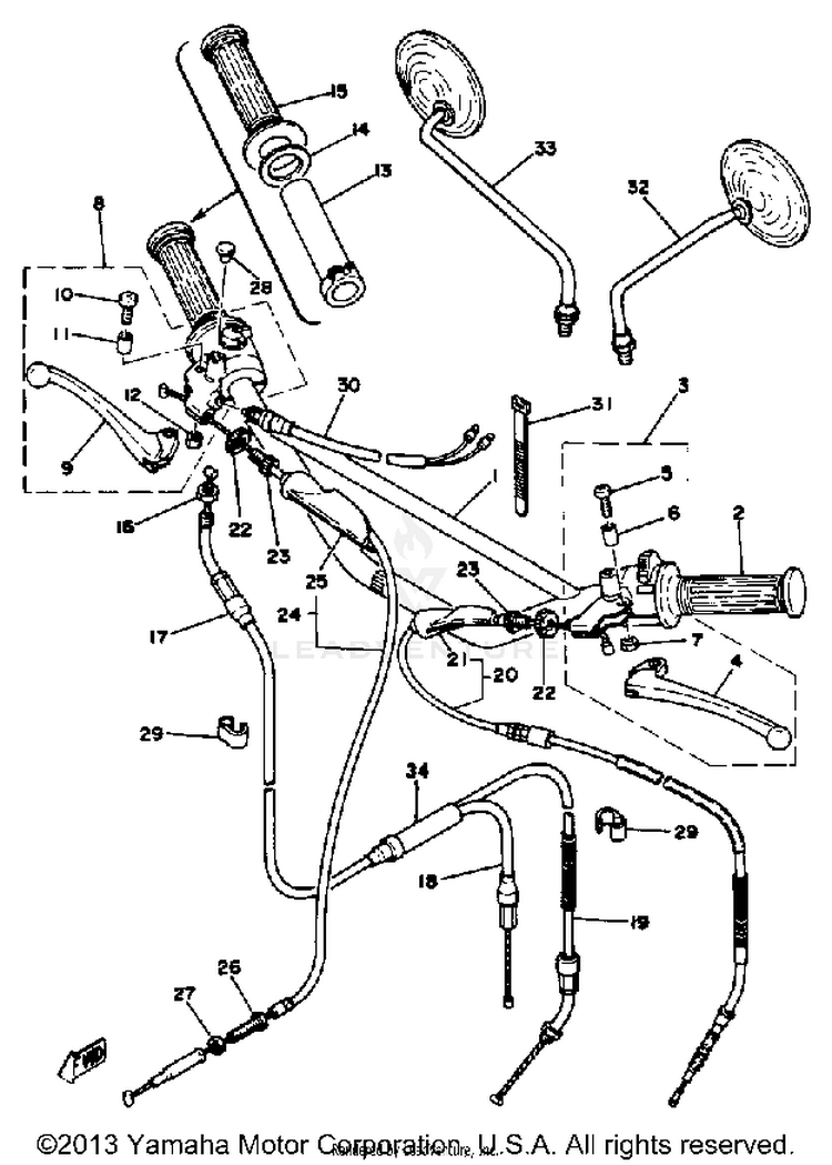 Handlebar Cable  Dt100e E011001- Schematic
