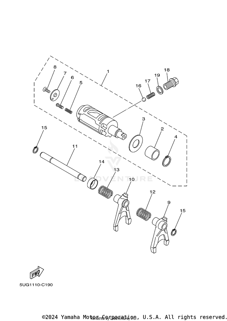 Shift Cam Fork RHINO 660 - YXR660FAS - 2004 Schematic