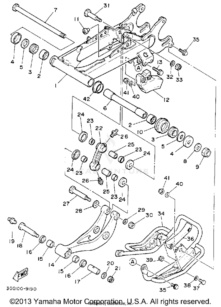 Swing Arm BANSHEE - YFZ350D_MN - 1992 Schematic