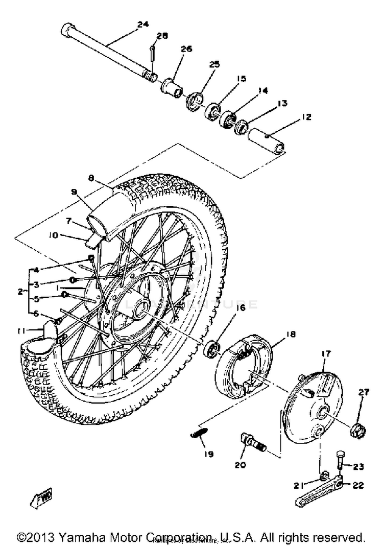 Front Wheel Yz125e - F Schematic