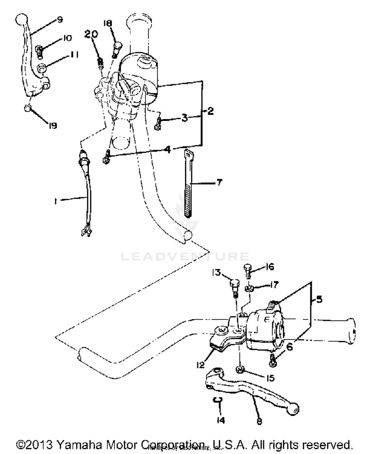 Handle Switch Lever XS1100G - 1980 Schematic