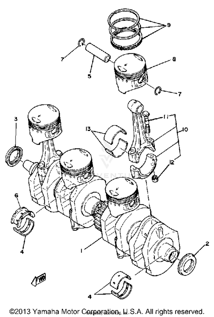Crankshaft Piston XS1100SH - 1981 Schematic
