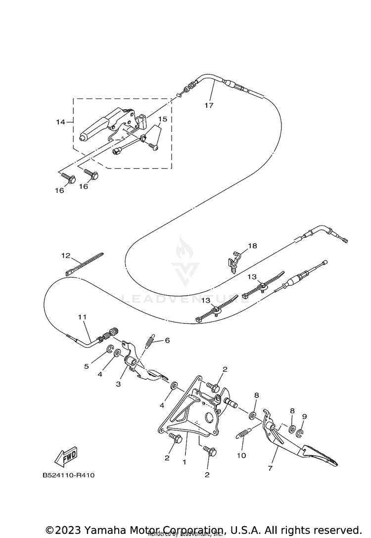 Pedal Wire WOLVERINE - YXE70WDBHG - 2017 Schematic