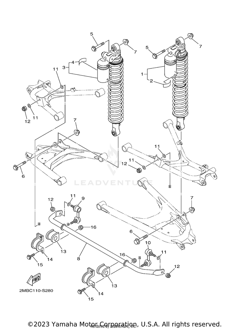 Rear Suspension WOLVERINE R-SPEC EPS - YXE70WPAHL - 2017 Schematic