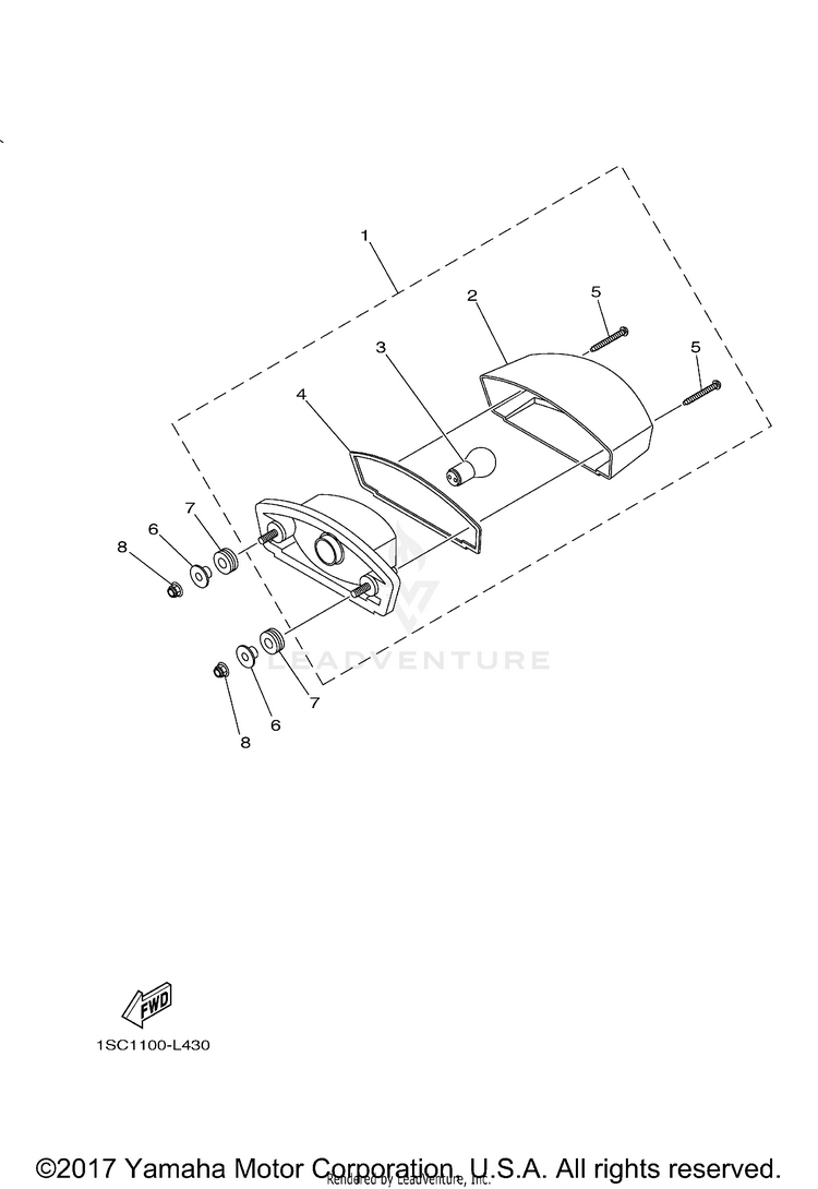 Taillight GRIZZLY 300 - YFM30GBGR - 2012 Schematic
