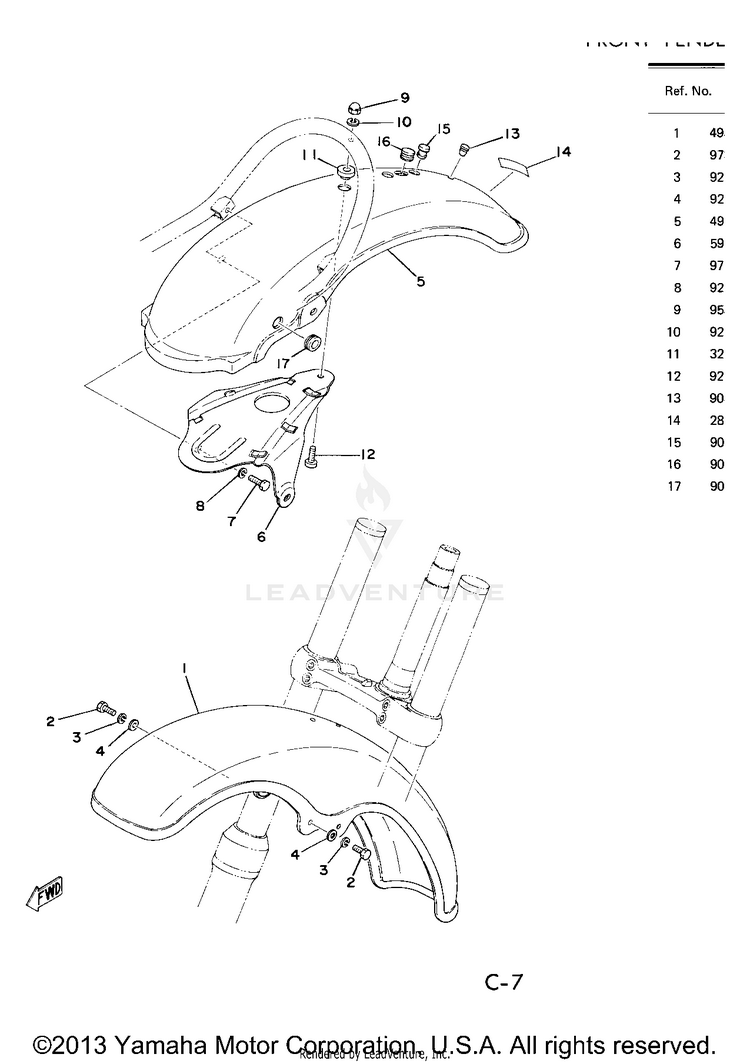 Front Fender - Rear Fender Schematic