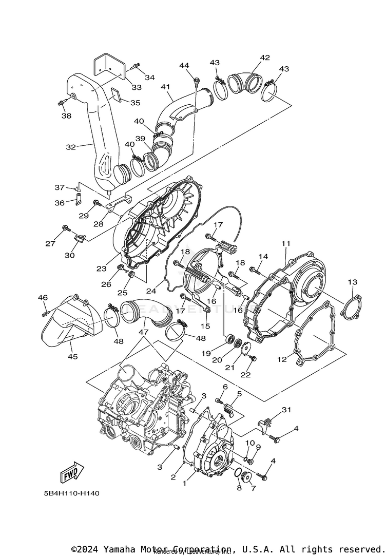 Crankcase Cover 1 RHINO 700 FI SPORT E - YXR7FSP2Y - 2009 Schematic