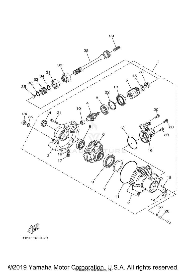 Front Differential KODIAK 700 - YFM70KDXJG - 2018 Schematic