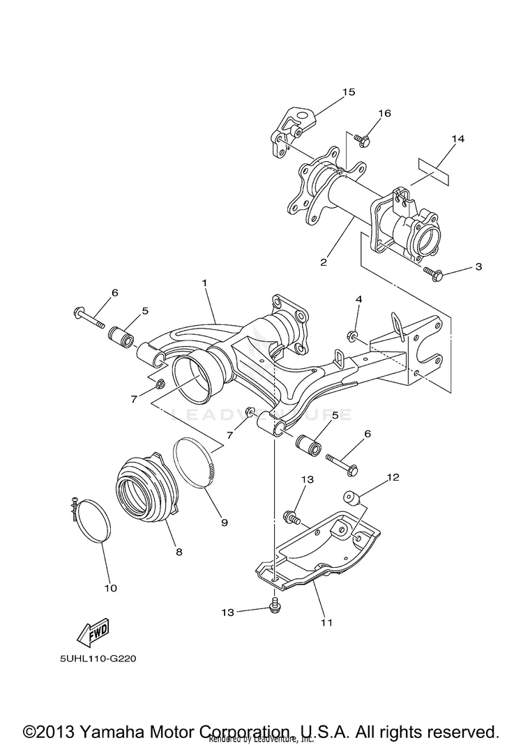 Rear Arm GRIZZLY 350 4WD (BLACK METALLIC J) - YFM35FGYB - 2009 Schematic