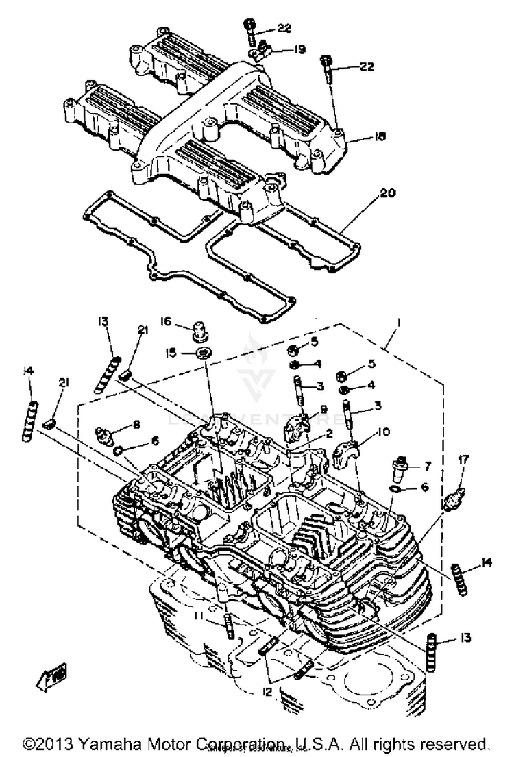 Cylinder Head XS1100SG - 1980 Schematic