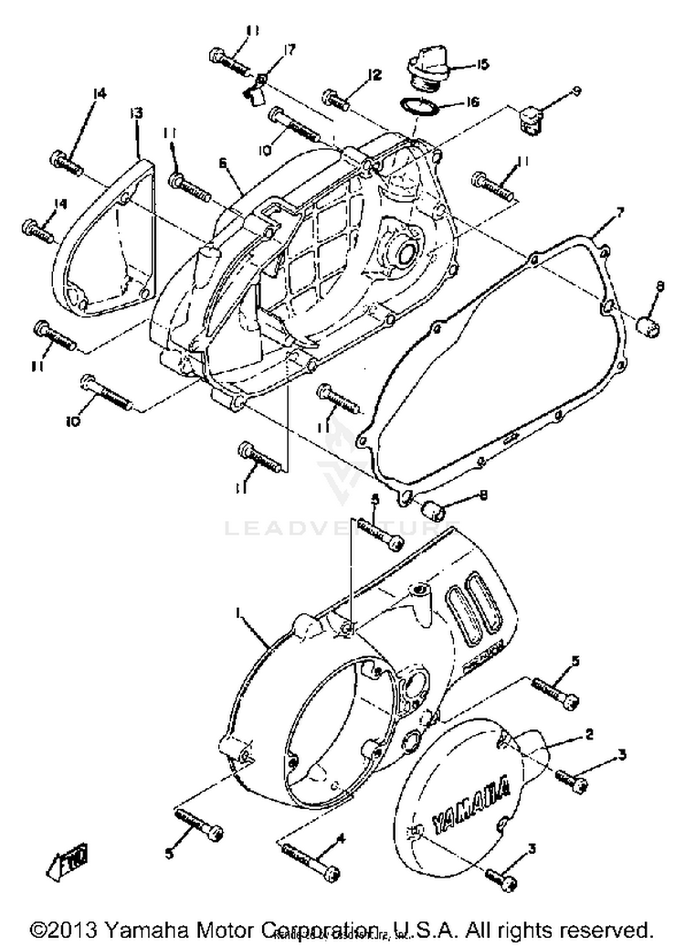 Crankcase Cover Yz80a - Yz80b Schematic