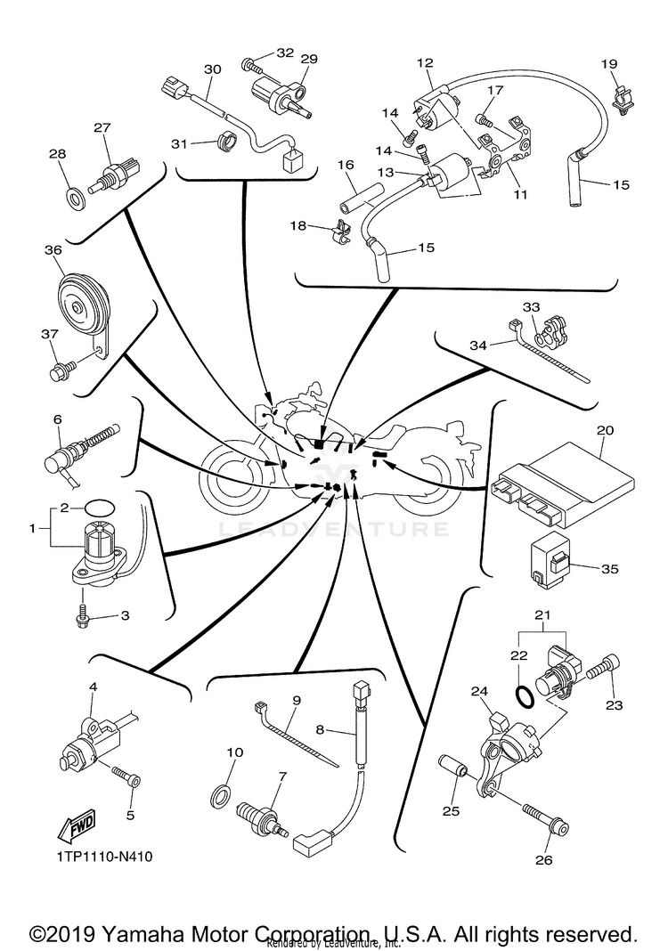 Electrical 1 BOLT - XVS95CGCB - 2016 Schematic