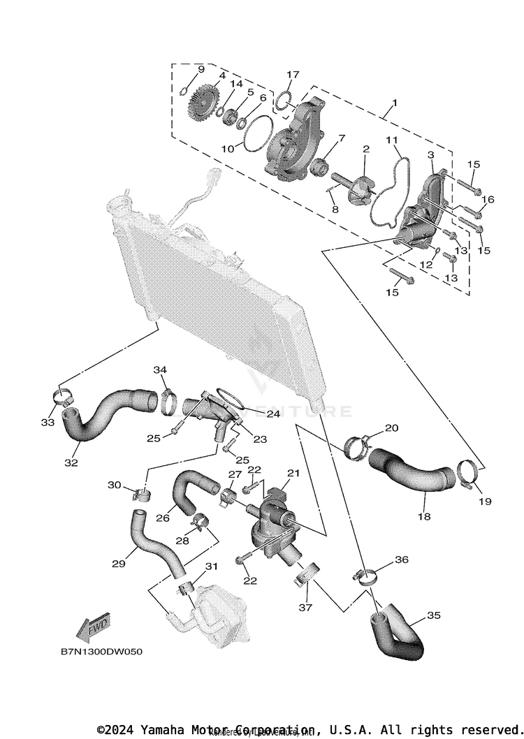Water Pump TRACER 9 GT - MTT9GTNCR - 2022 Schematic
