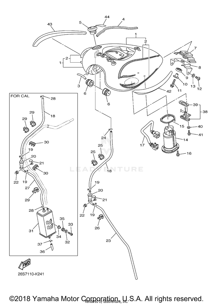 Fuel Tank V STAR 950 TOURER - XVS95CTACB - 2011 Schematic